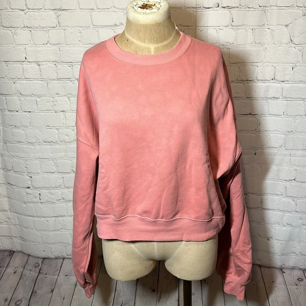 Women's Cropped Crewneck Pullover Sweatshirt - Wild Fable- Barbie Pink-Size XXL - Picture 2 of 5